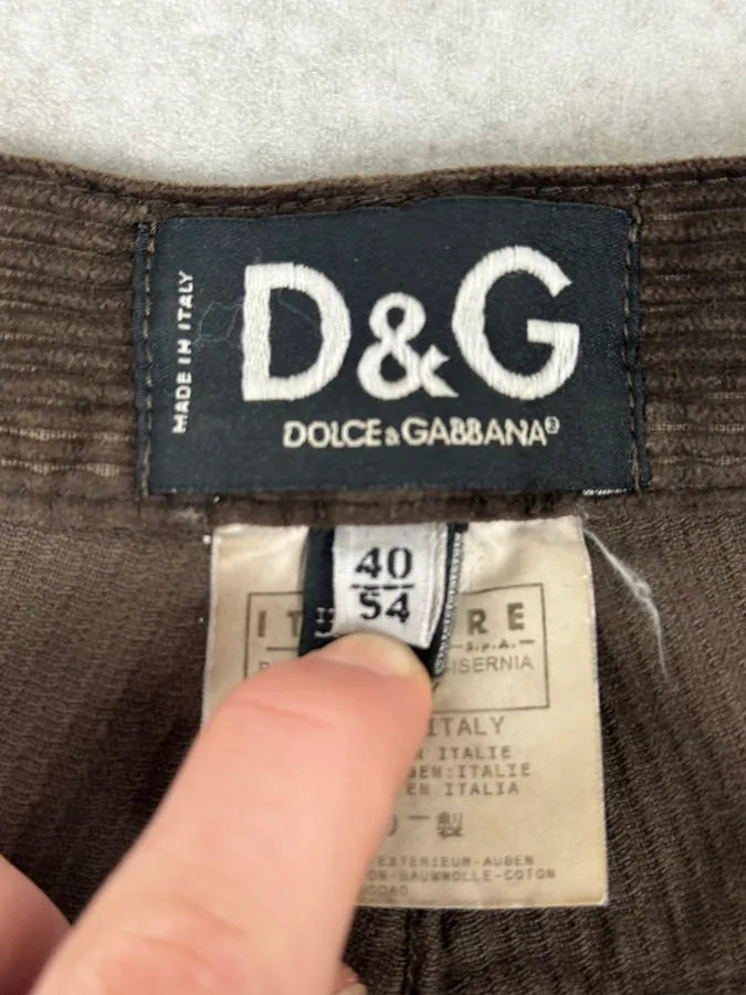 AW2003 Dolce & Gabbana Cozy Large Brown Velvet Pants OhjBqBs 8