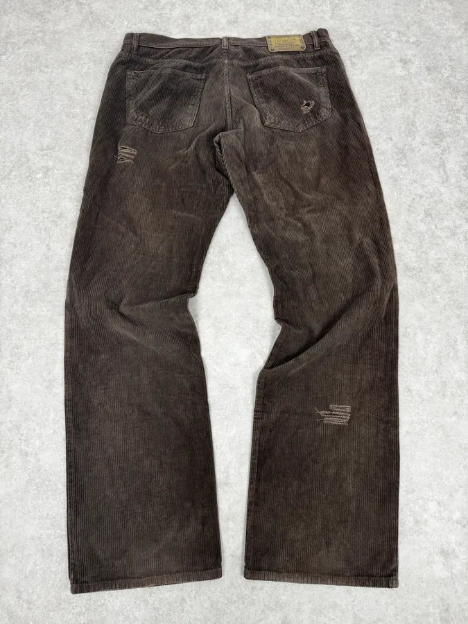 AW2003 Dolce & Gabbana Cozy Large Brown Velvet Pants OhjBqBs 4