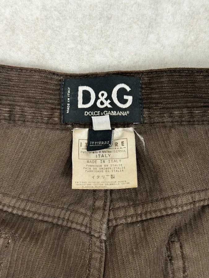 AW2003 Dolce & Gabbana Cozy Large Brown Velvet Pants OhjBqBs 9