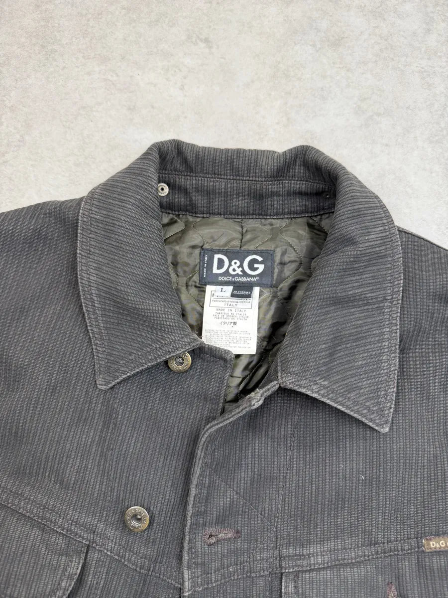 AW2003 Dolce & Gabbana Dark Grey Cargo Corduroy Jacket UGUhrsX 9