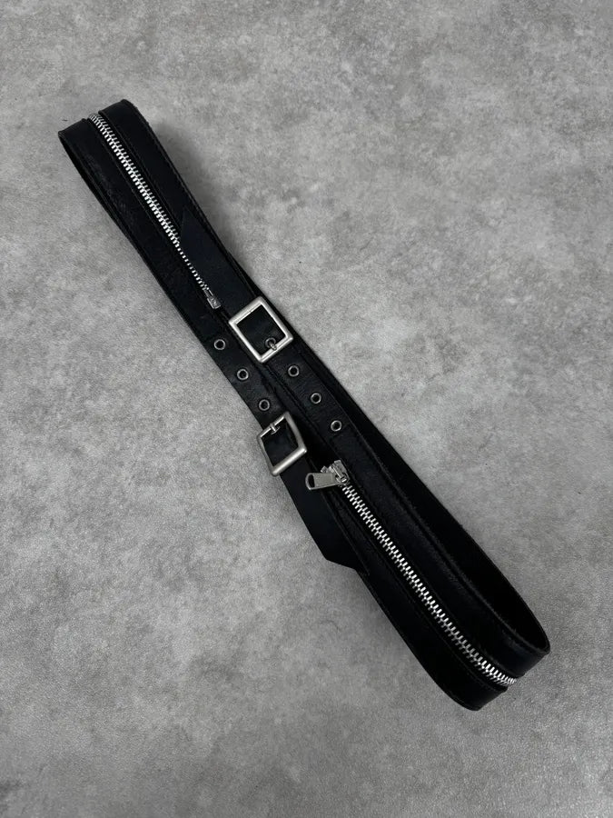 AW2003 Dolce & Gabbana Detachable Zip Black Leather Belt yIpLFCi 2