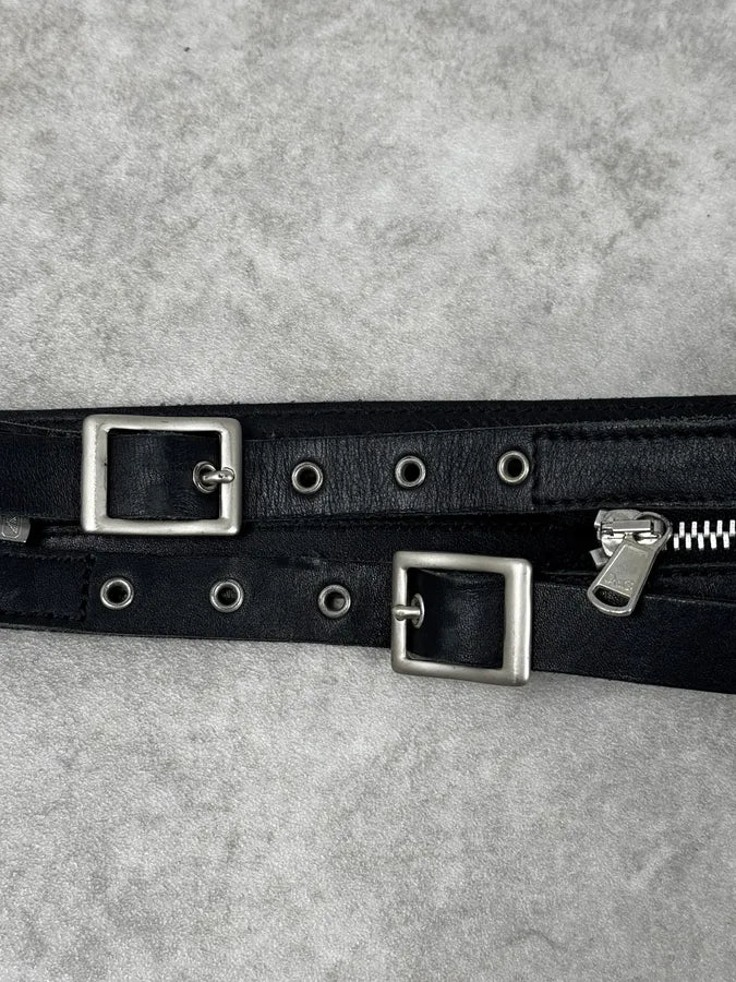 AW2003 Dolce & Gabbana Detachable Zip Black Leather Belt yIpLFCi 3