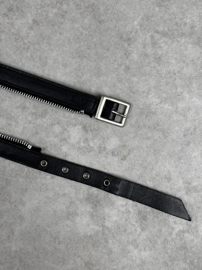 AW2003 Dolce & Gabbana Detachable Zip Black Leather Belt yIpLFCi 5