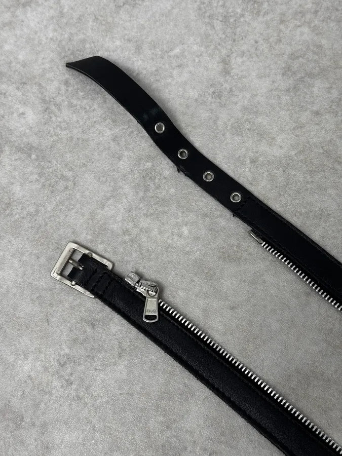 AW2003 Dolce & Gabbana Detachable Zip Black Leather Belt yIpLFCi 6