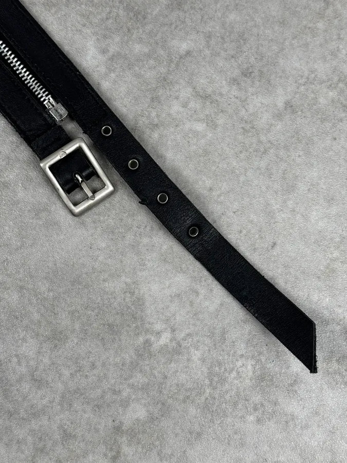 AW2003 Dolce & Gabbana Detachable Zip Black Leather Belt yIpLFCi 8