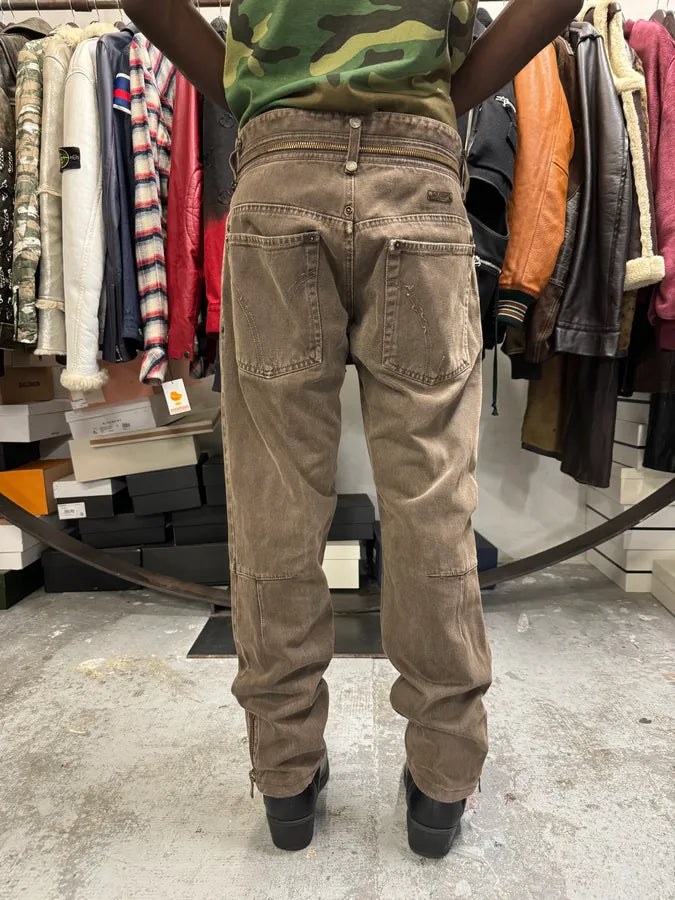 AW2003 Dolce & Gabbana Detachable Zip Waist Brown Jeans rGqQEMN 3