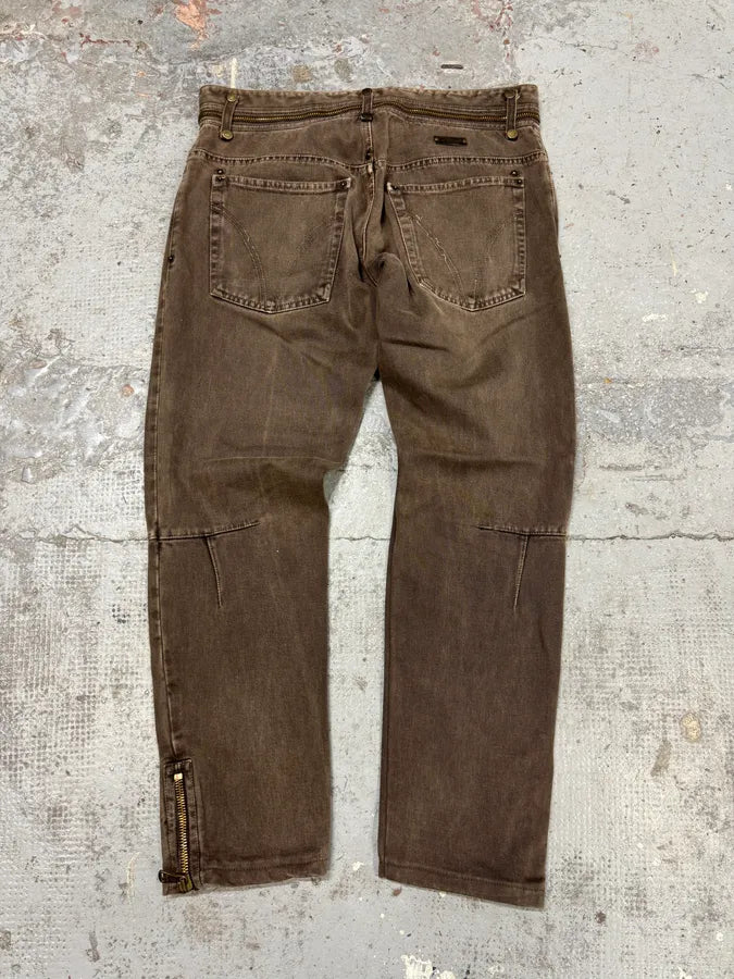 AW2003 Dolce & Gabbana Detachable Zip Waist Brown Jeans rGqQEMN 4