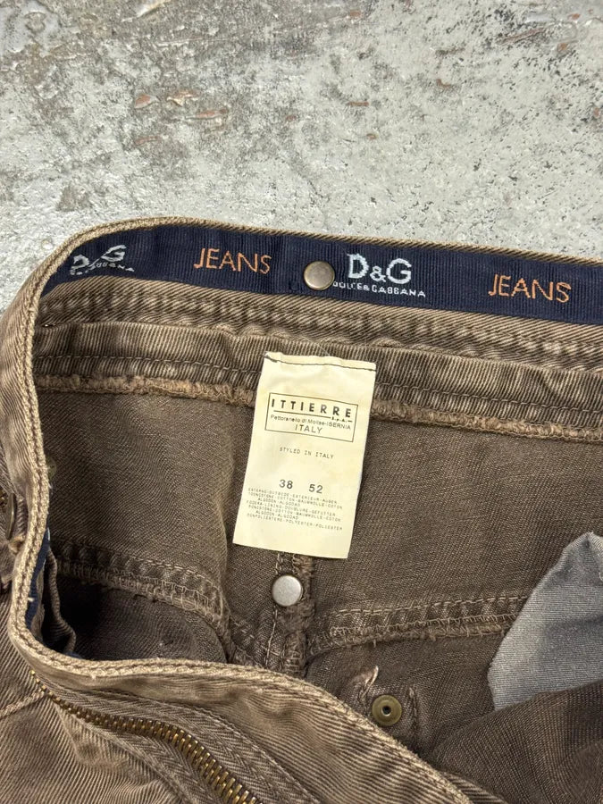 AW2003 Dolce & Gabbana Detachable Zip Waist Brown Jeans rGqQEMN 6