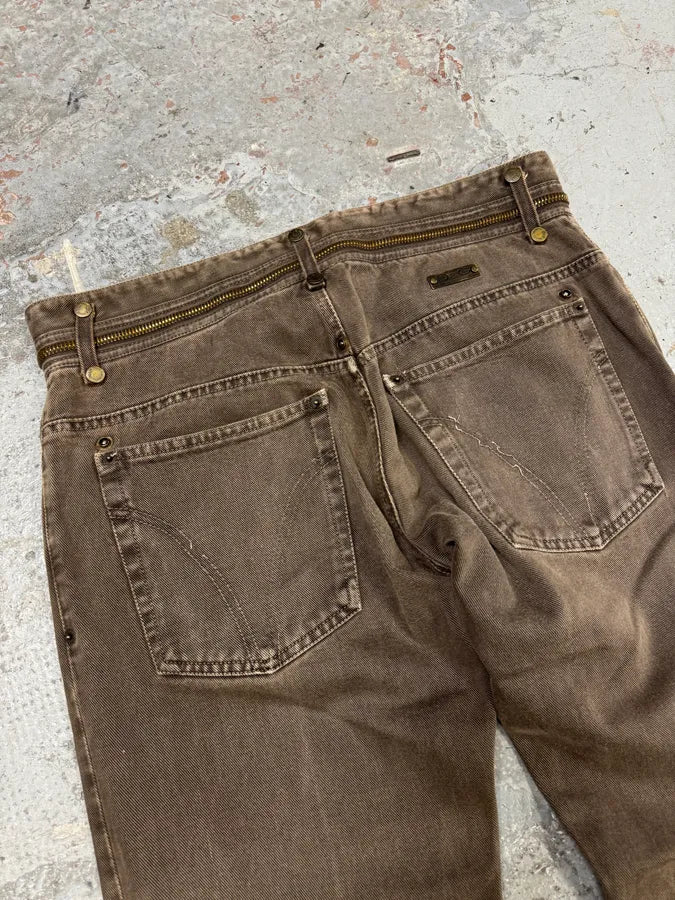 AW2003 Dolce & Gabbana Detachable Zip Waist Brown Jeans rGqQEMN 9