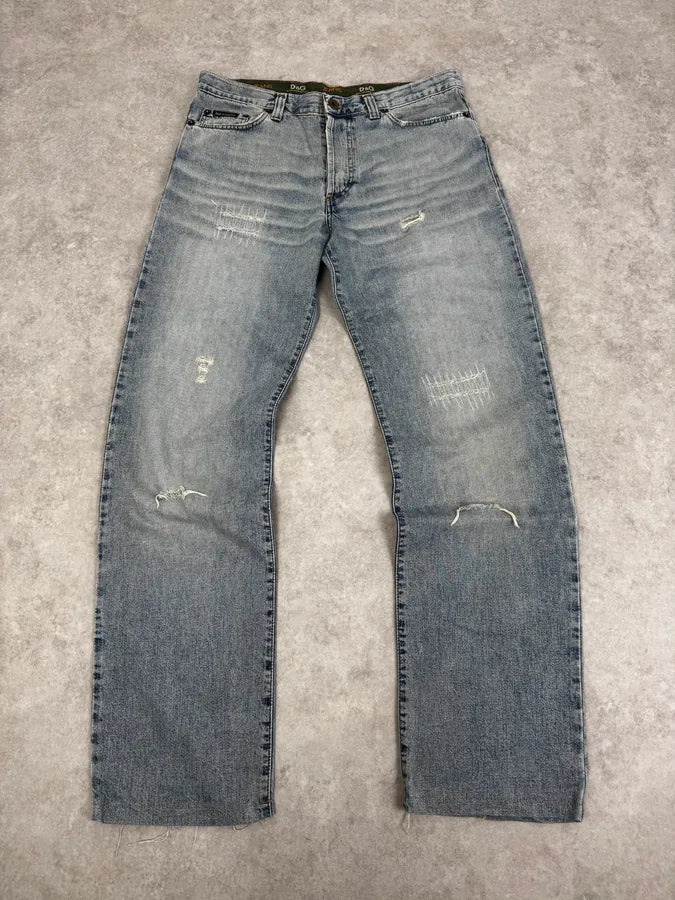 AW2003 Dolce & Gabbana Distressed Blue Denim Jeans jfWVSGA 3