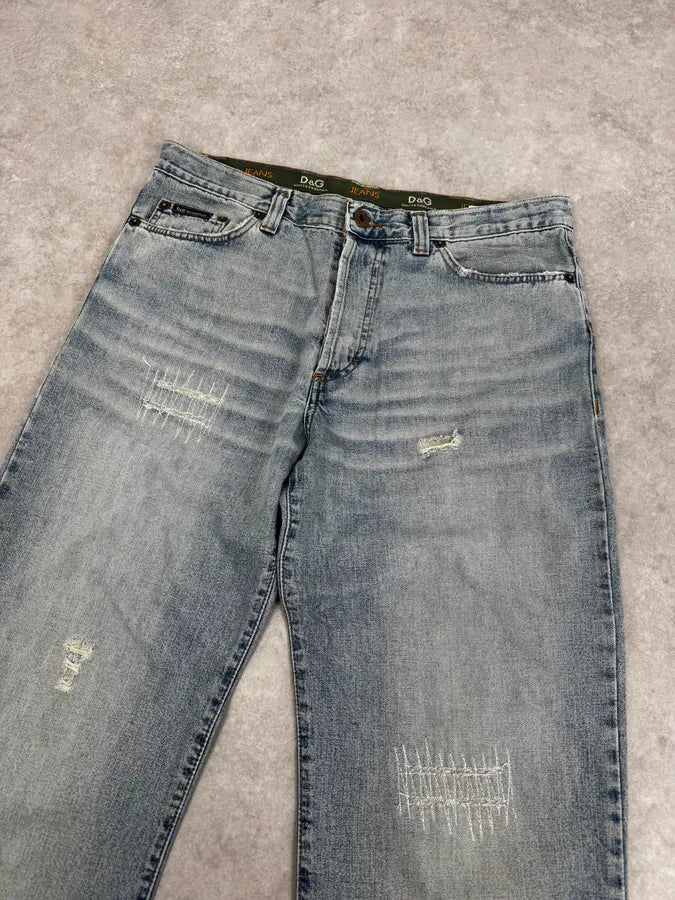 AW2003 Dolce & Gabbana Distressed Blue Denim Jeans jfWVSGA 5