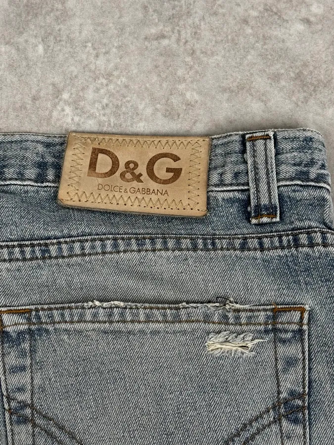 AW2003 Dolce & Gabbana Distressed Blue Denim Jeans jfWVSGA 8