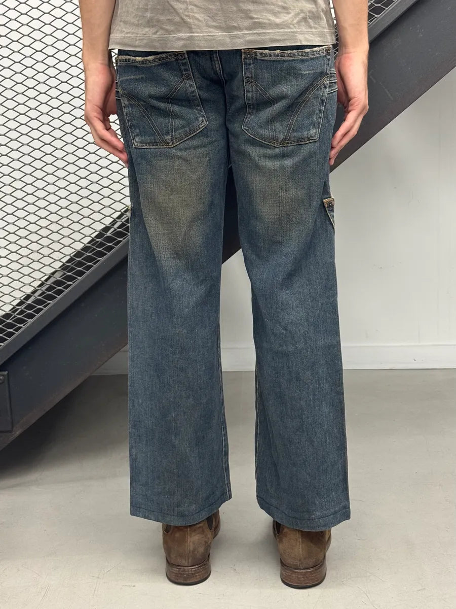AW2003 Dolce & Gabbana Double Waist Cargo Blue Denim Jeans TFPEWKG 3