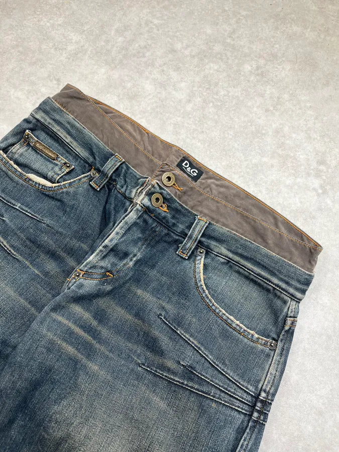 AW2003 Dolce & Gabbana Double Waist Cargo Blue Denim Jeans TFPEWKG 5