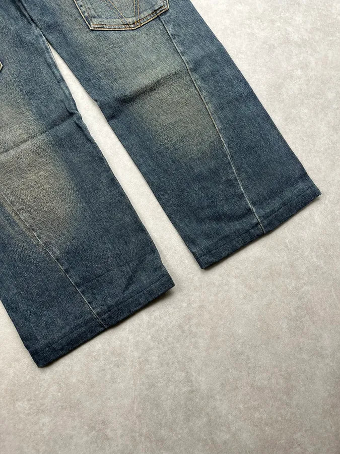 AW2003 Dolce & Gabbana Double Waist Cargo Blue Denim Jeans TFPEWKG 6
