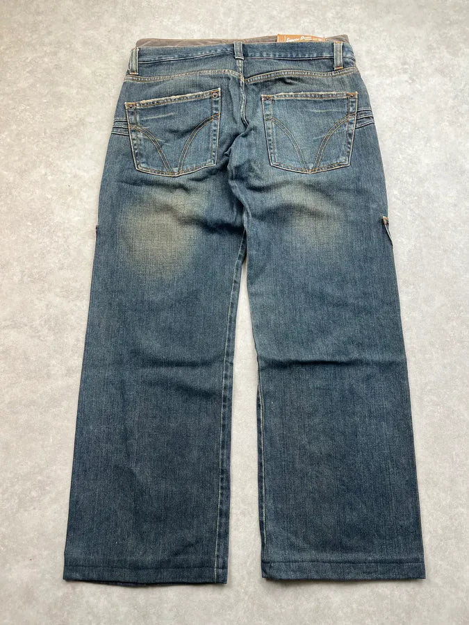 AW2003 Dolce & Gabbana Double Waist Cargo Blue Denim Jeans TFPEWKG 7