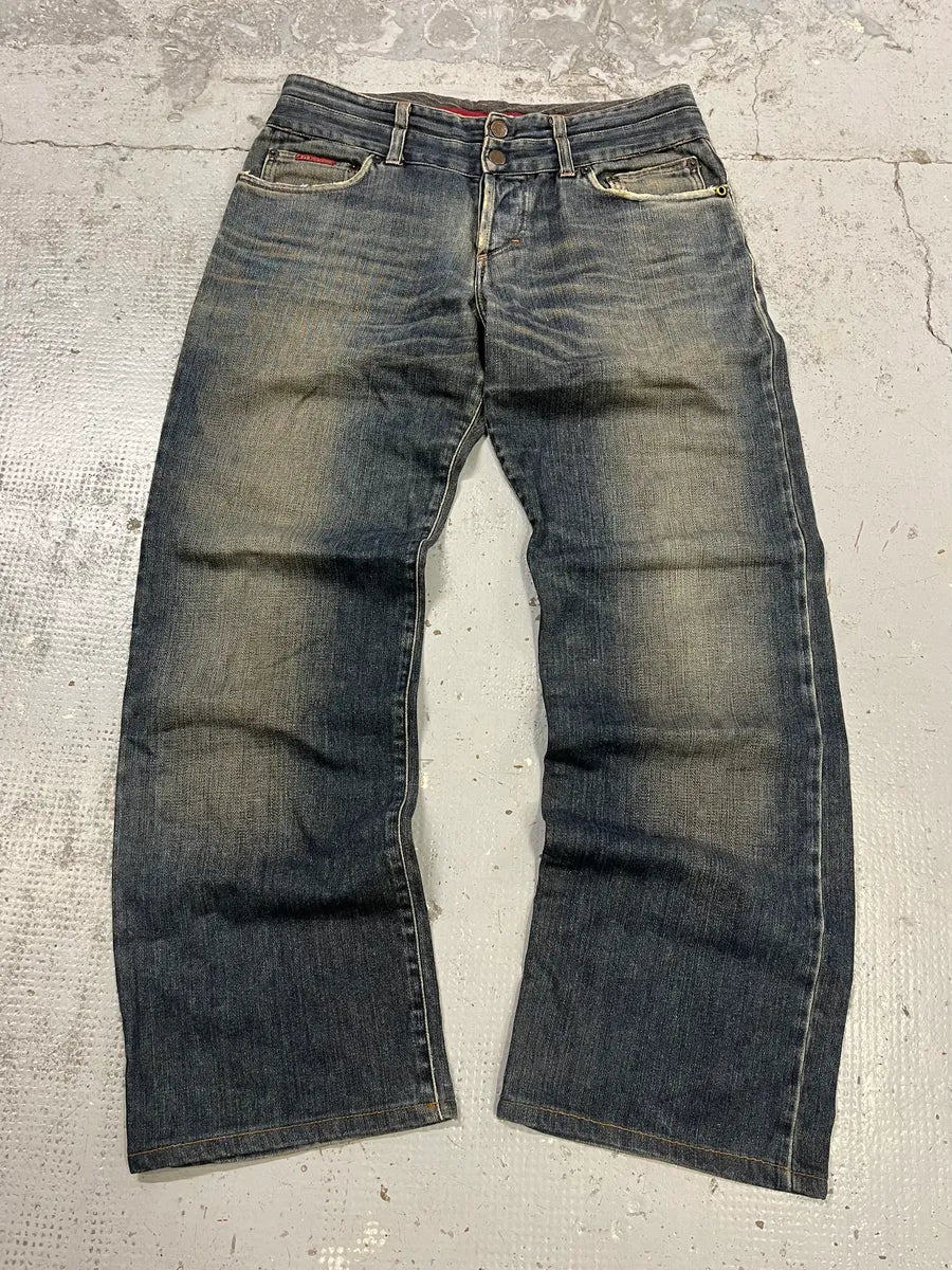 AW2003 Dolce & Gabbana Double Waist Washed Blue Denim Jeans EdlRxEv 0