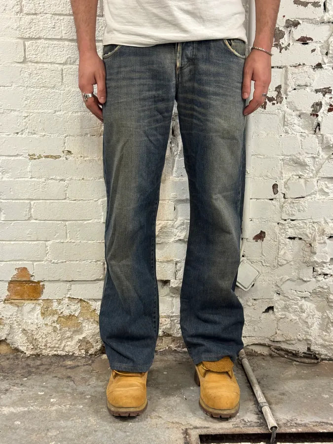 AW2003 Dolce & Gabbana Double Waist Washed Blue Denim Jeans EdlRxEv 1