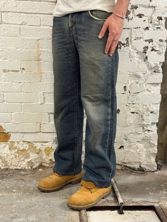 AW2003 Dolce & Gabbana Double Waist Washed Blue Denim Jeans EdlRxEv 2