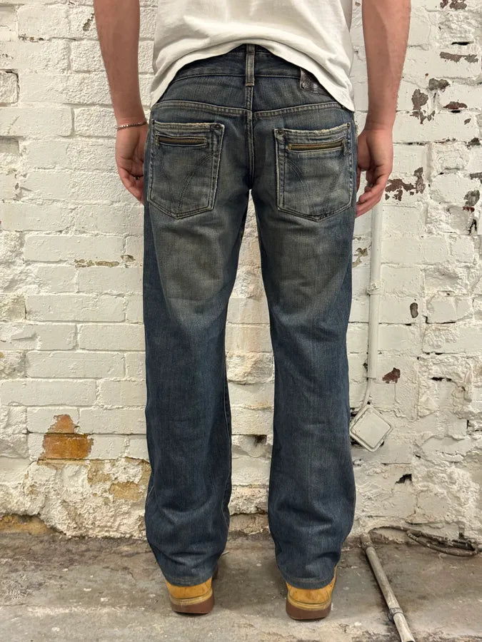 AW2003 Dolce & Gabbana Double Waist Washed Blue Denim Jeans EdlRxEv 3