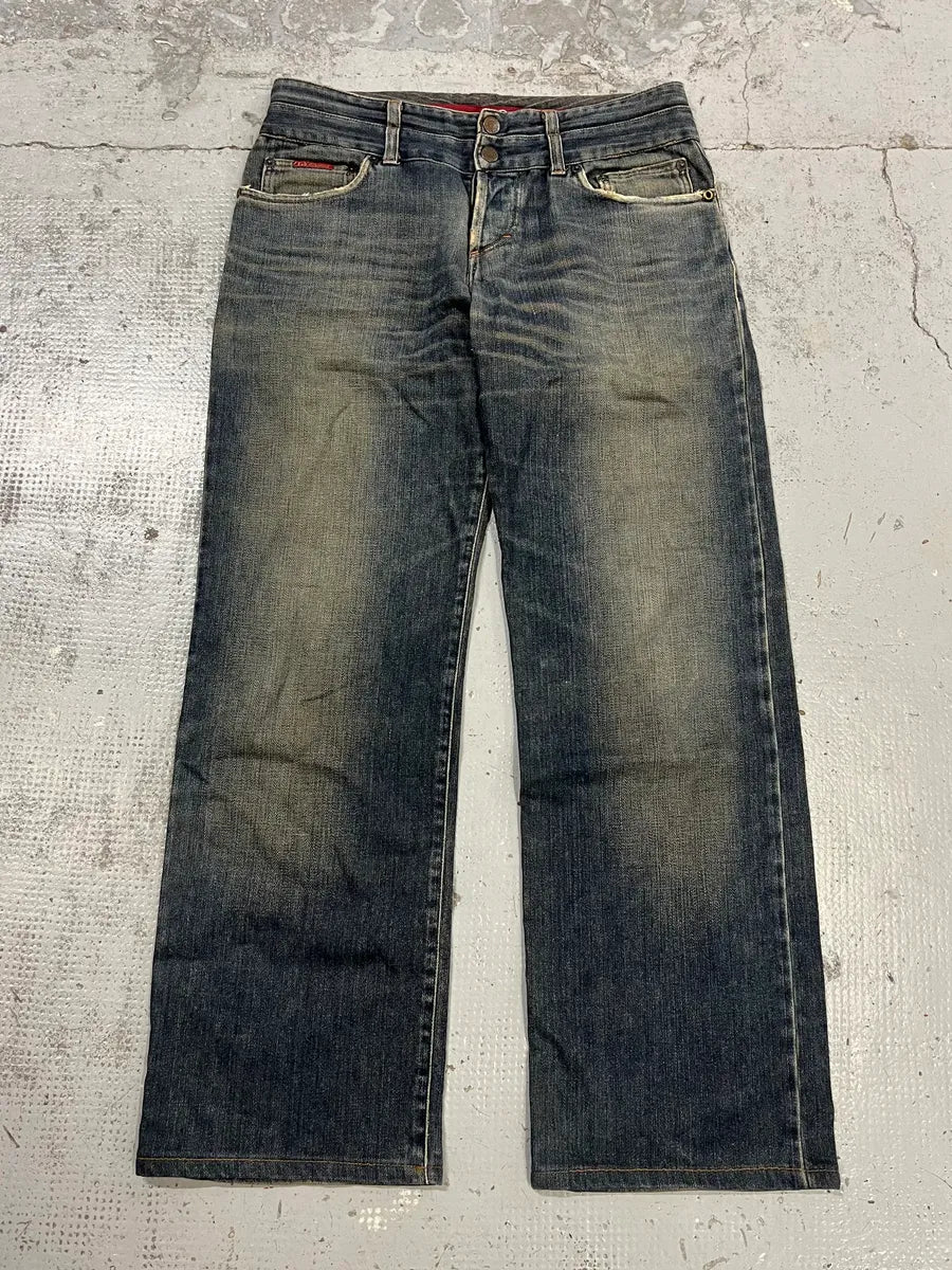AW2003 Dolce & Gabbana Double Waist Washed Blue Denim Jeans EdlRxEv 4