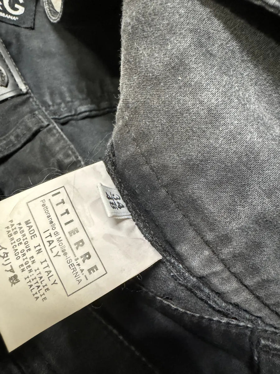 AW2003 Dolce & Gabbana Double Waisted Black Cargo Pants (M) 10