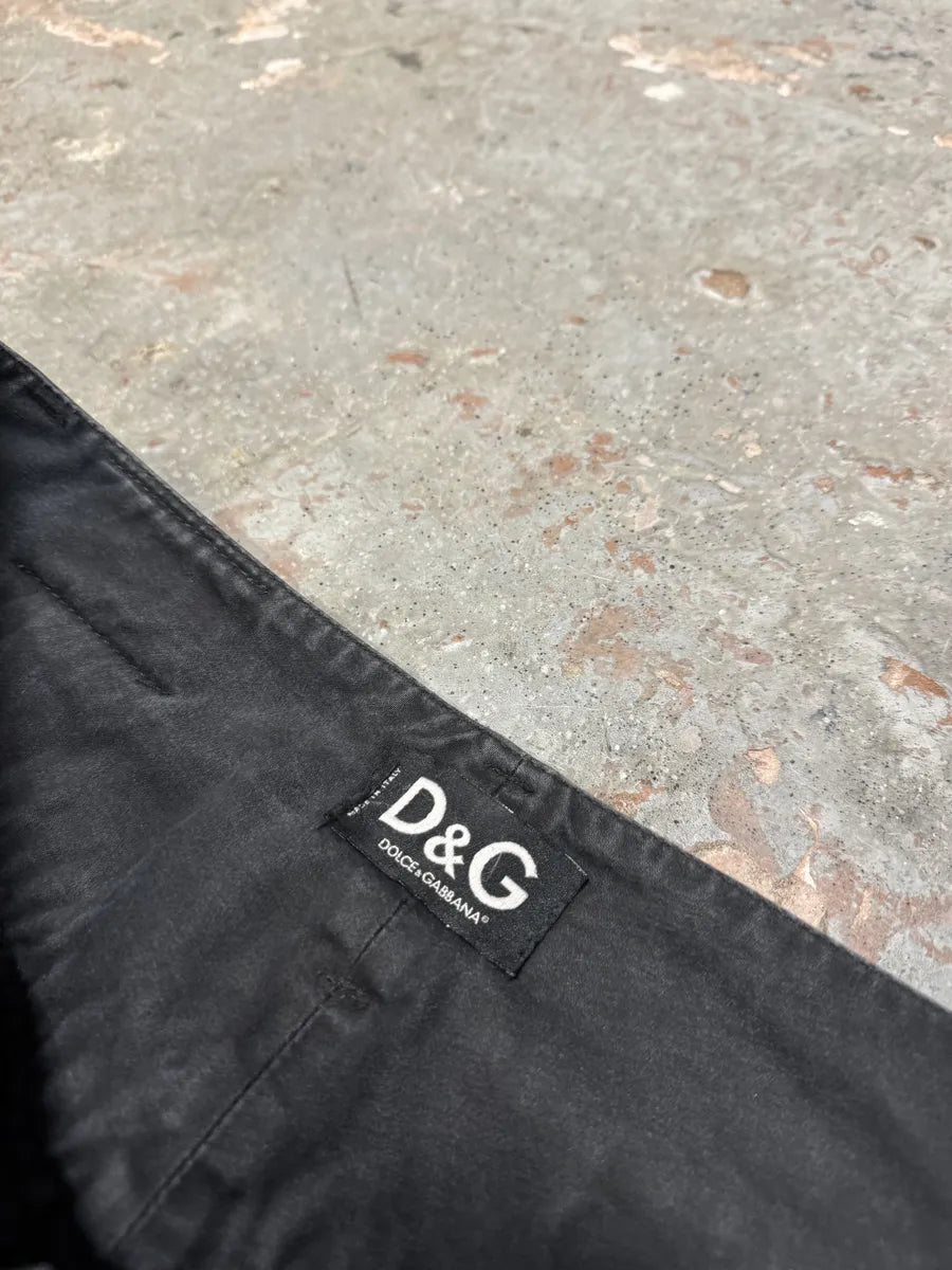 AW2003 Dolce & Gabbana Double Waisted Black Cargo Pants (M) 9