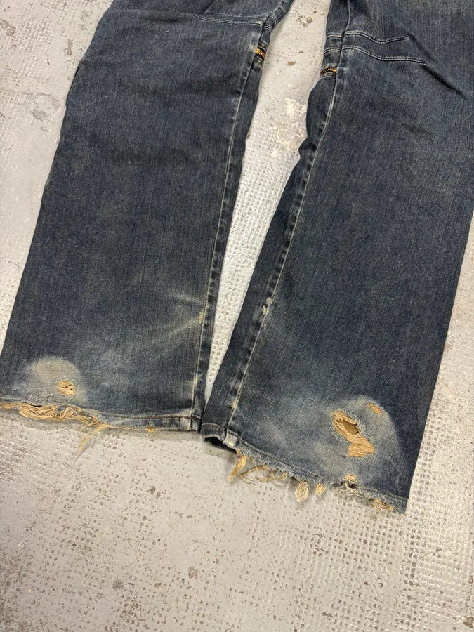 AW2003 Dolce & Gabbana Double Waisted Blue Cargo Denim Jeans fnRCjsB 6