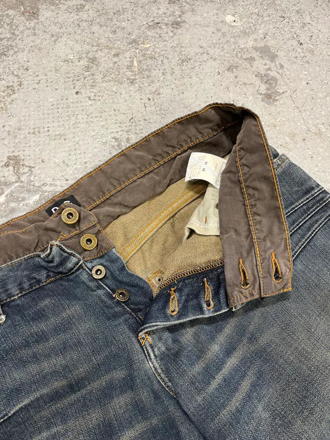 AW2003 Dolce & Gabbana Double Waisted Cargo Denim Jeans smoVmVr 10
