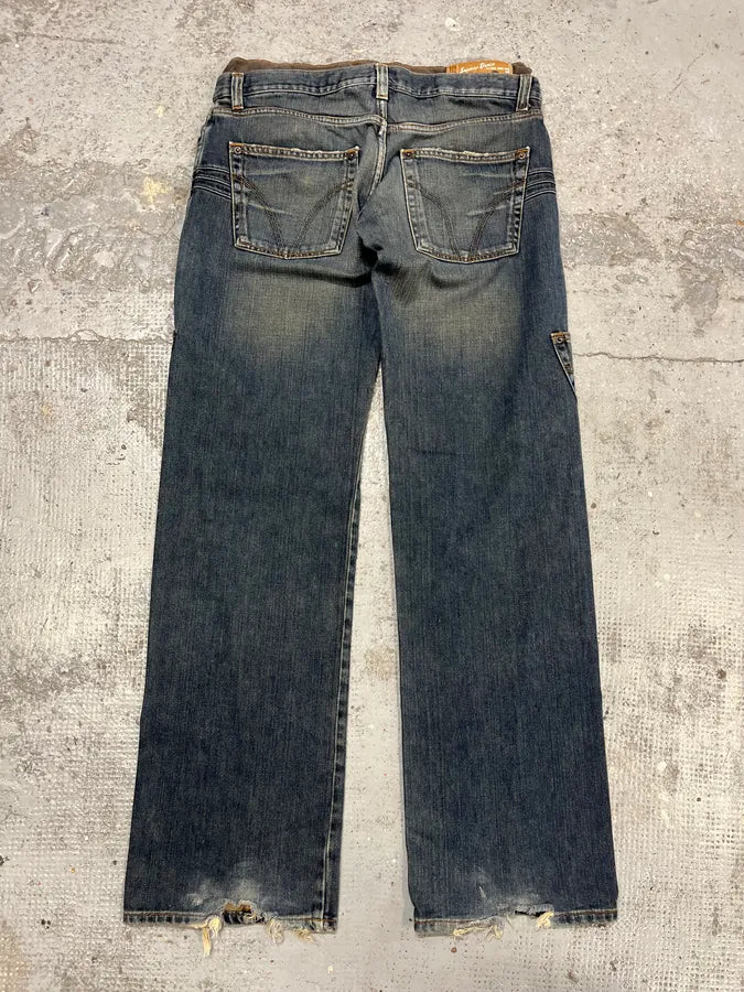 AW2003 Dolce & Gabbana Double Waisted Cargo Denim Jeans smoVmVr 7