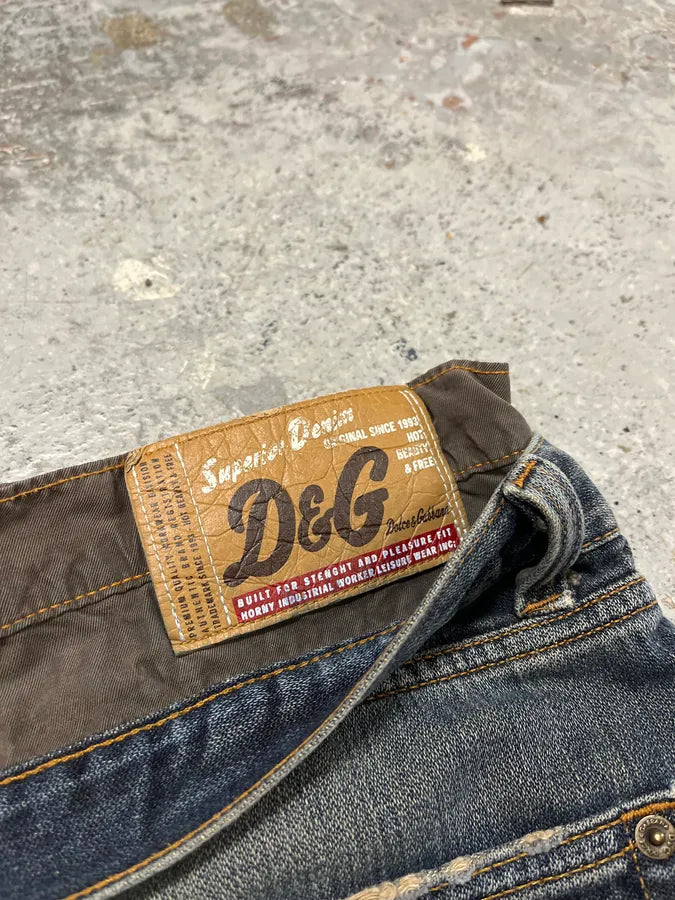 AW2003 Dolce & Gabbana Double Waisted Cargo Denim Jeans smoVmVr 9