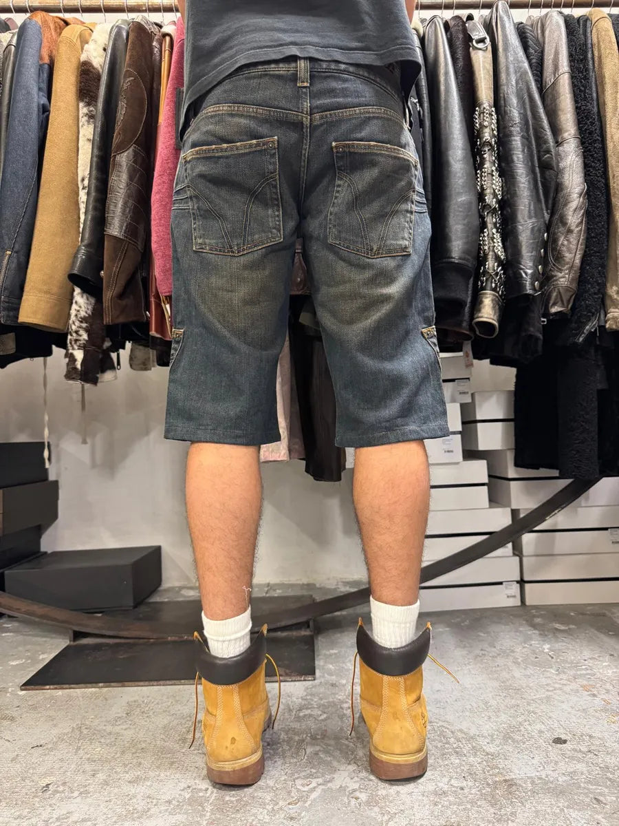 AW2003 Dolce & Gabbana Double Waisted Cargo Denim Shorts mMmEUlT 2