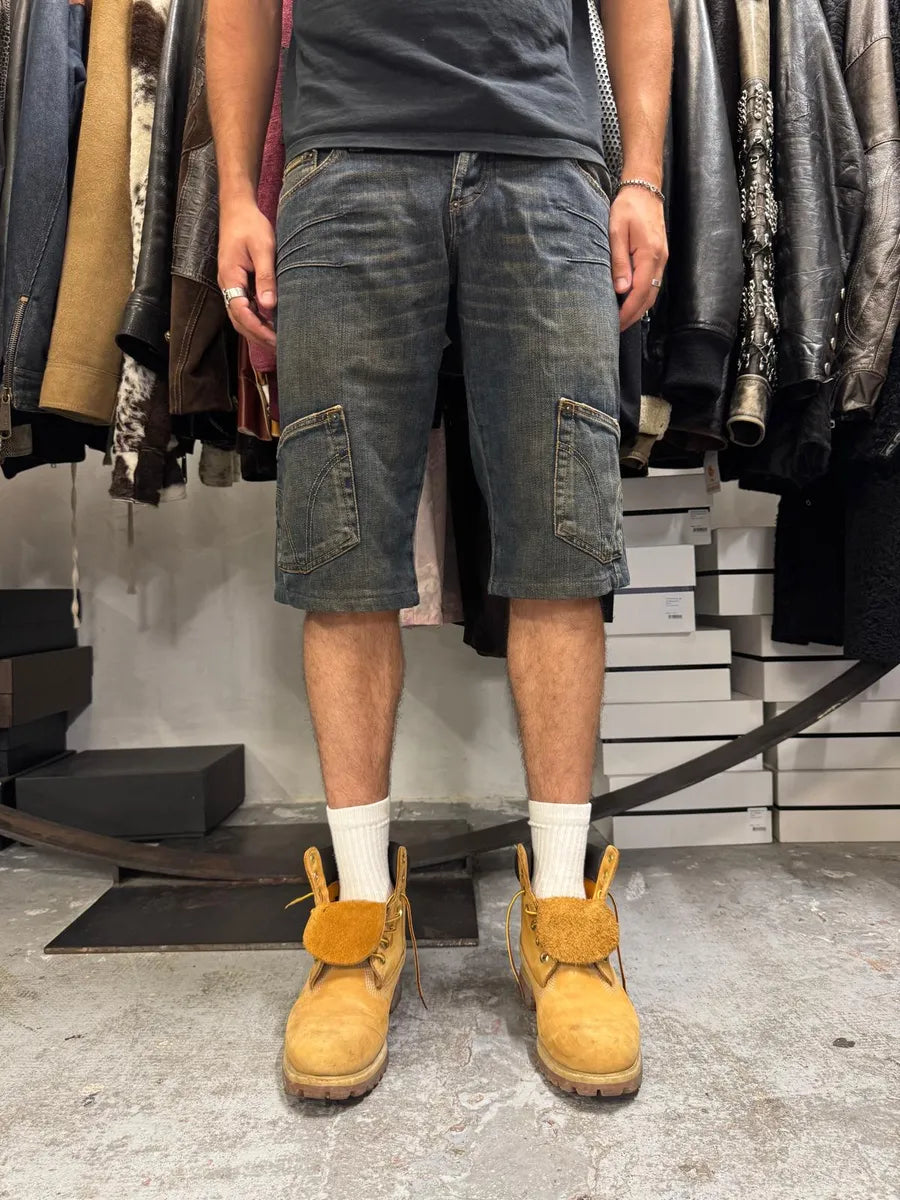 AW2003 Dolce & Gabbana Double Waisted Cargo Denim Shorts mMmEUlT 3
