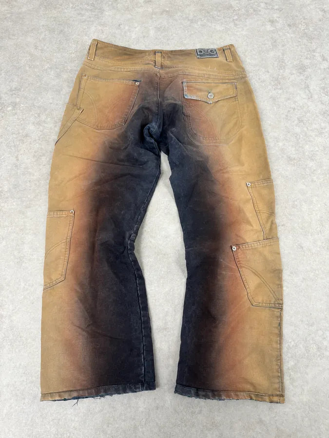 AW2003 Dolce & Gabbana Double Waisted Copper Gradient Obscure Cargo Pants ZgcuLiR 2