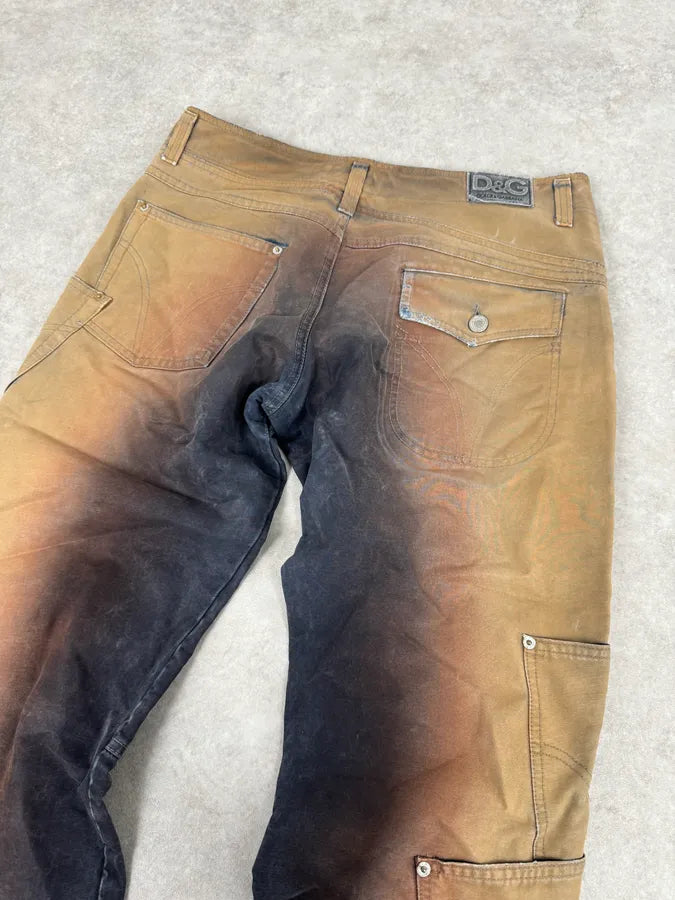 AW2003 Dolce & Gabbana Double Waisted Copper Gradient Obscure Cargo Pants ZgcuLiR 7