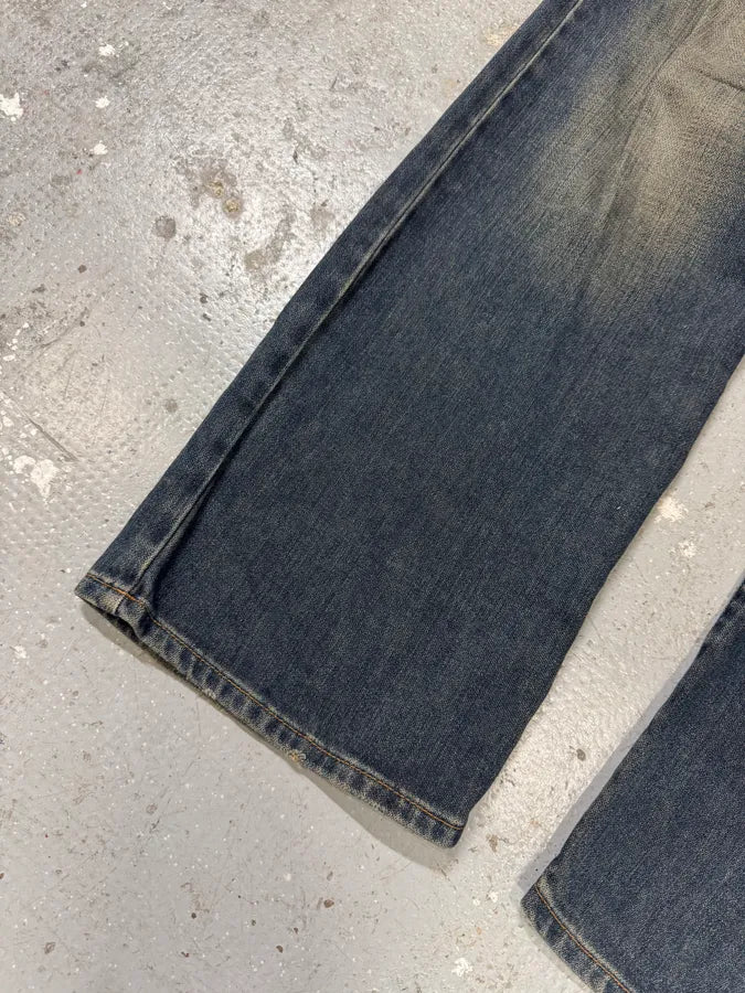 AW2003 Dolce & Gabbana Double Waisted Eroded Blue Denim Jeans (S/M) 5