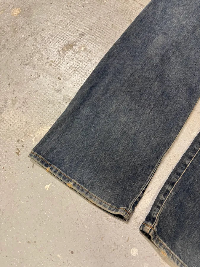 AW2003 Dolce & Gabbana Double Waisted Eroded Blue Denim Jeans (S/M) 9