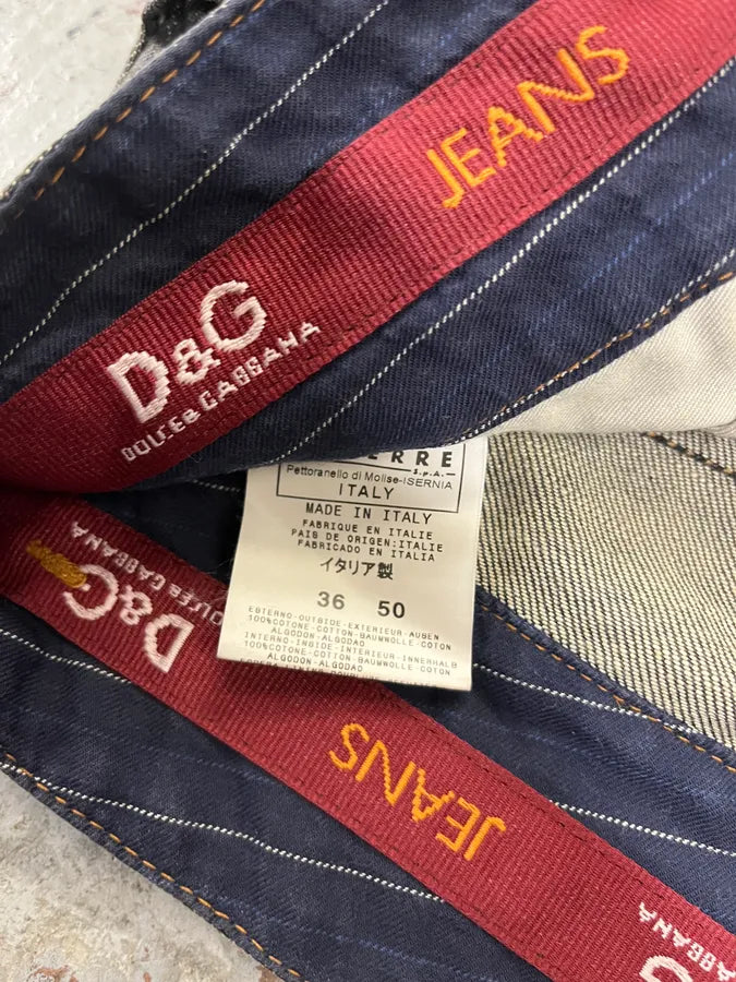 AW2003 Dolce & Gabbana Double Waisted Grey Eroded Denim Jeans CrfgeYC 9