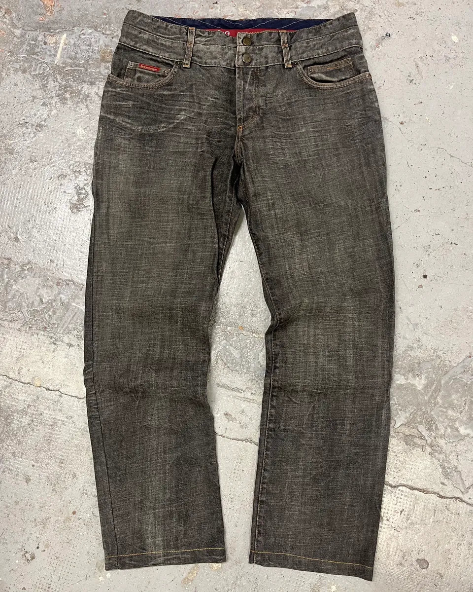 AW2003 Dolce & Gabbana Double Waisted Grey Eroded Denim Jeans CrfgeYC 0