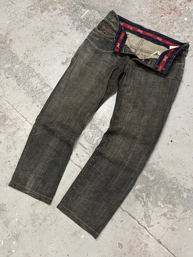 AW2003 Dolce & Gabbana Double Waisted Grey Eroded Denim Jeans CrfgeYC 5
