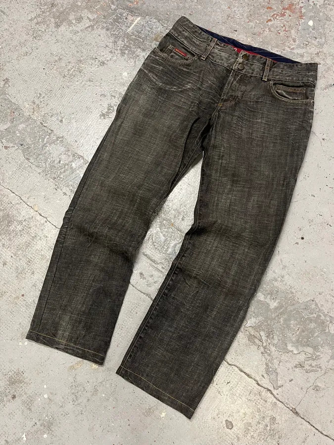 AW2003 Dolce & Gabbana Double Waisted Grey Eroded Denim Jeans CrfgeYC 4