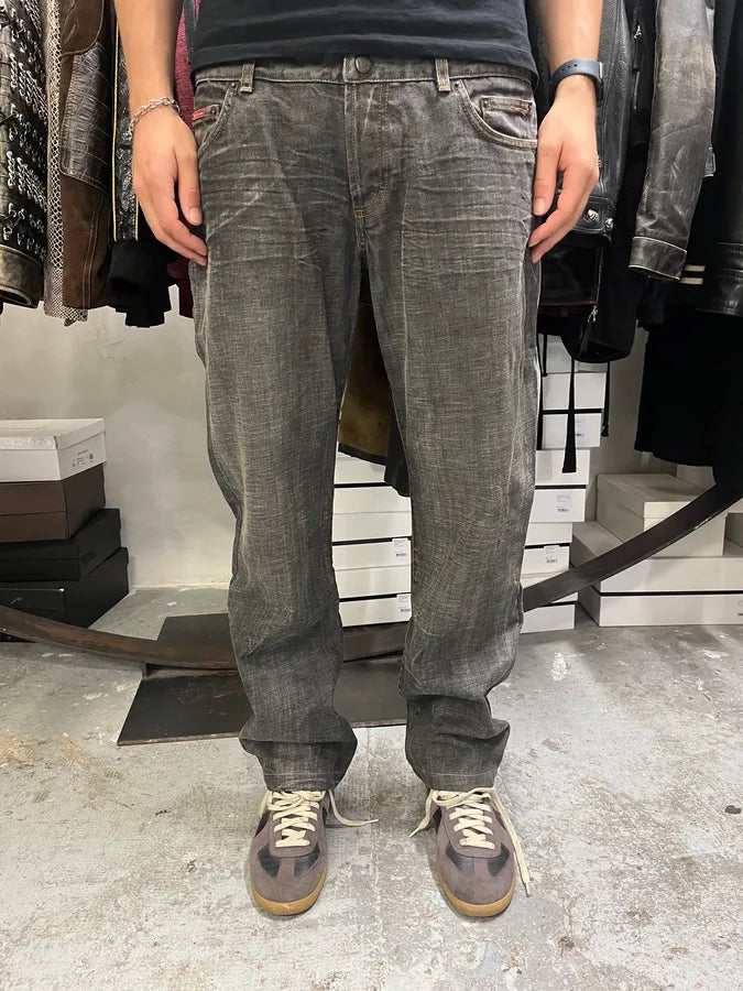 AW2003 Dolce & Gabbana Double Waisted Grey Eroded Denim Jeans CrfgeYC 1
