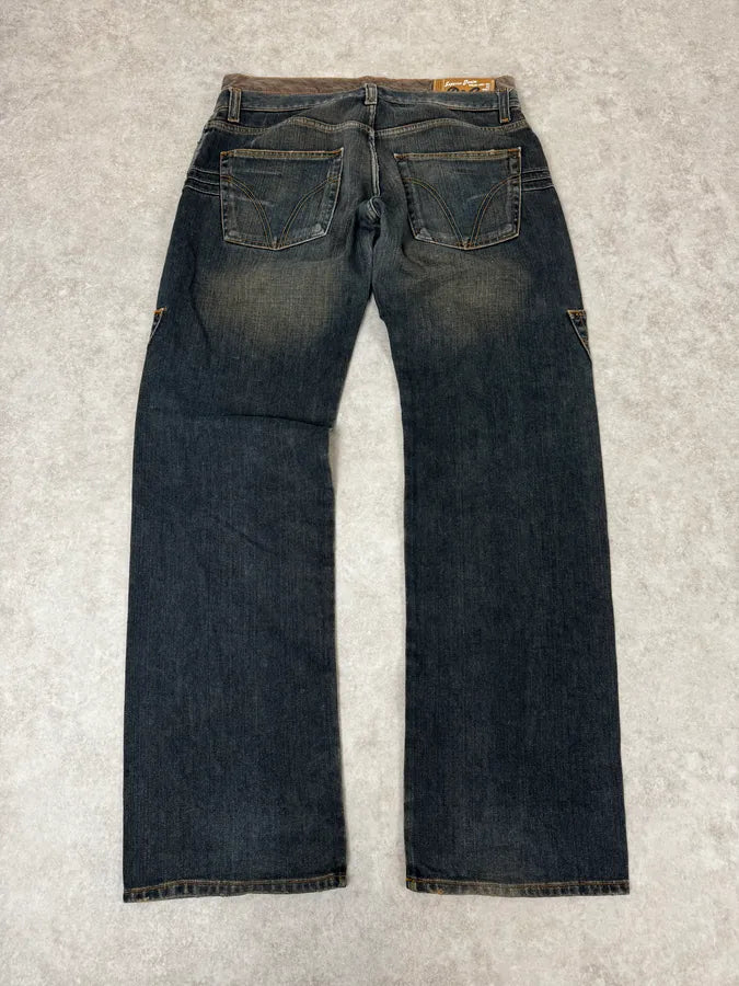 AW2003 Dolce & Gabbana Double Waisted Faded Cargo Denim Jeans BffWKhn 4