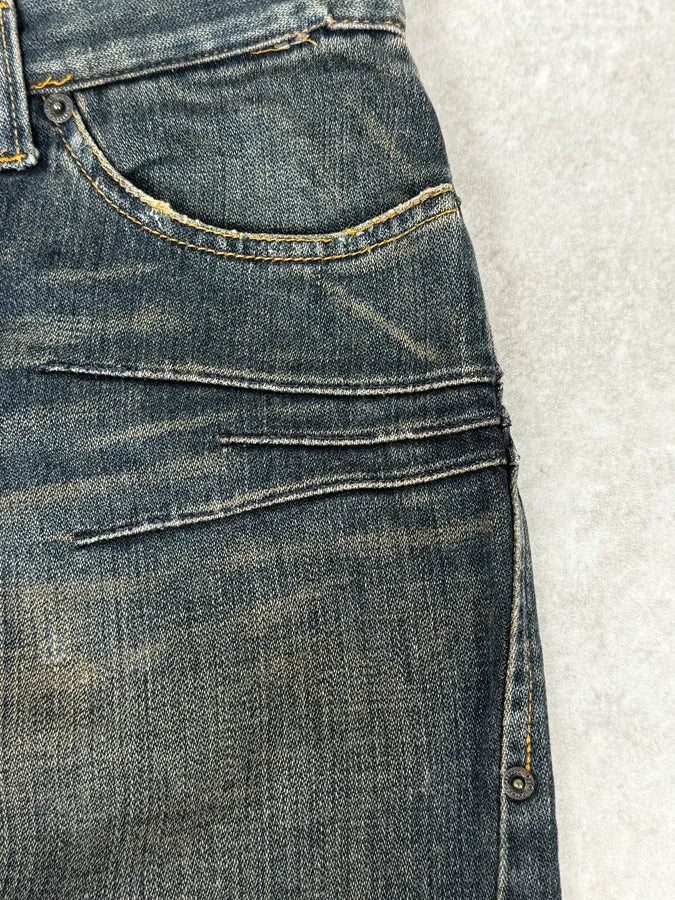 AW2003 Dolce & Gabbana Double Waisted Faded Cargo Denim Jeans BffWKhn 6