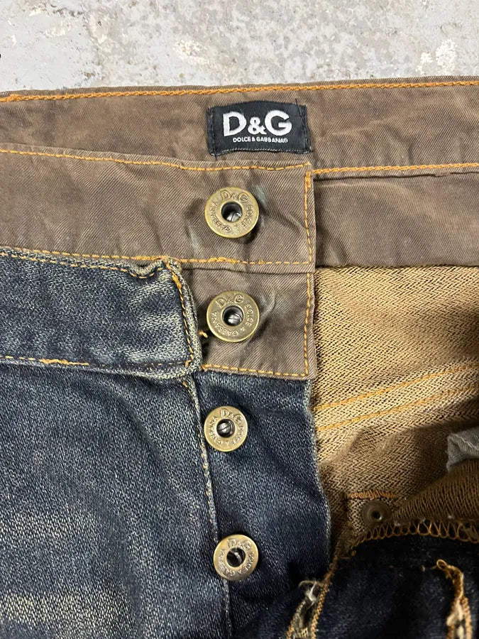 AW2003 Dolce & Gabbana Double-Waisted Faded Denim Cargo Pants (S/M) DHuQjBp 10