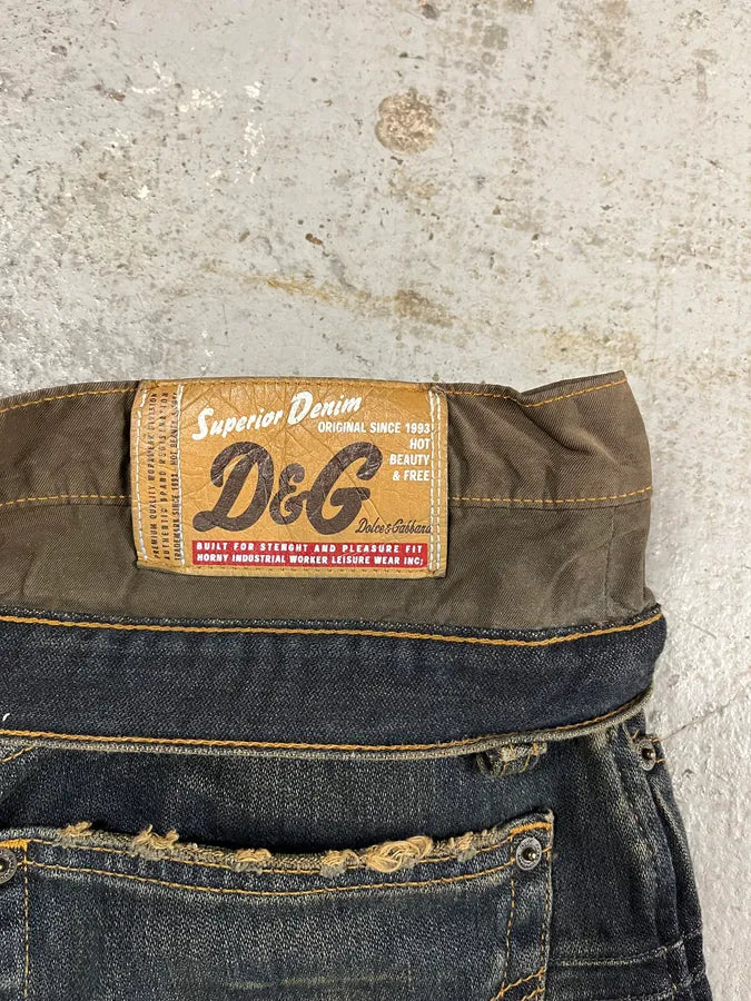 AW2003 Dolce & Gabbana Double-Waisted Faded Denim Cargo Pants (S/M) DHuQjBp 11