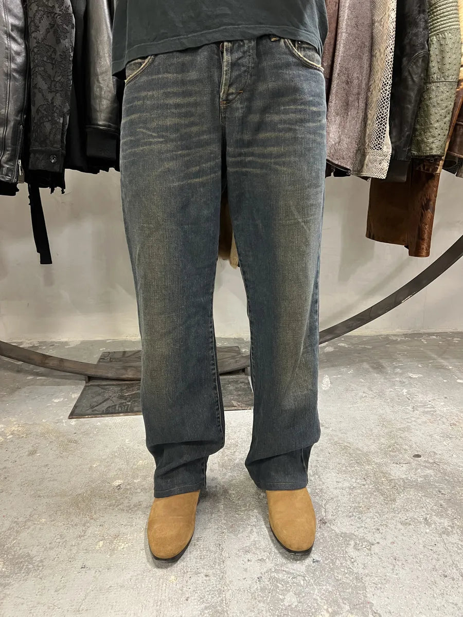 AW2003 Dolce & Gabbana Double Waisted Faded Denim Jeans (M) 2