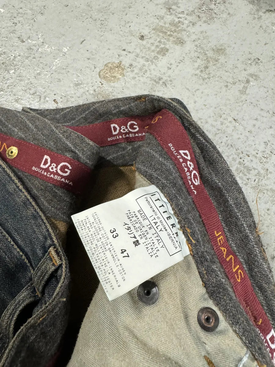 AW2003 Dolce & Gabbana Double Waisted Faded Denim Jeans (M) 6