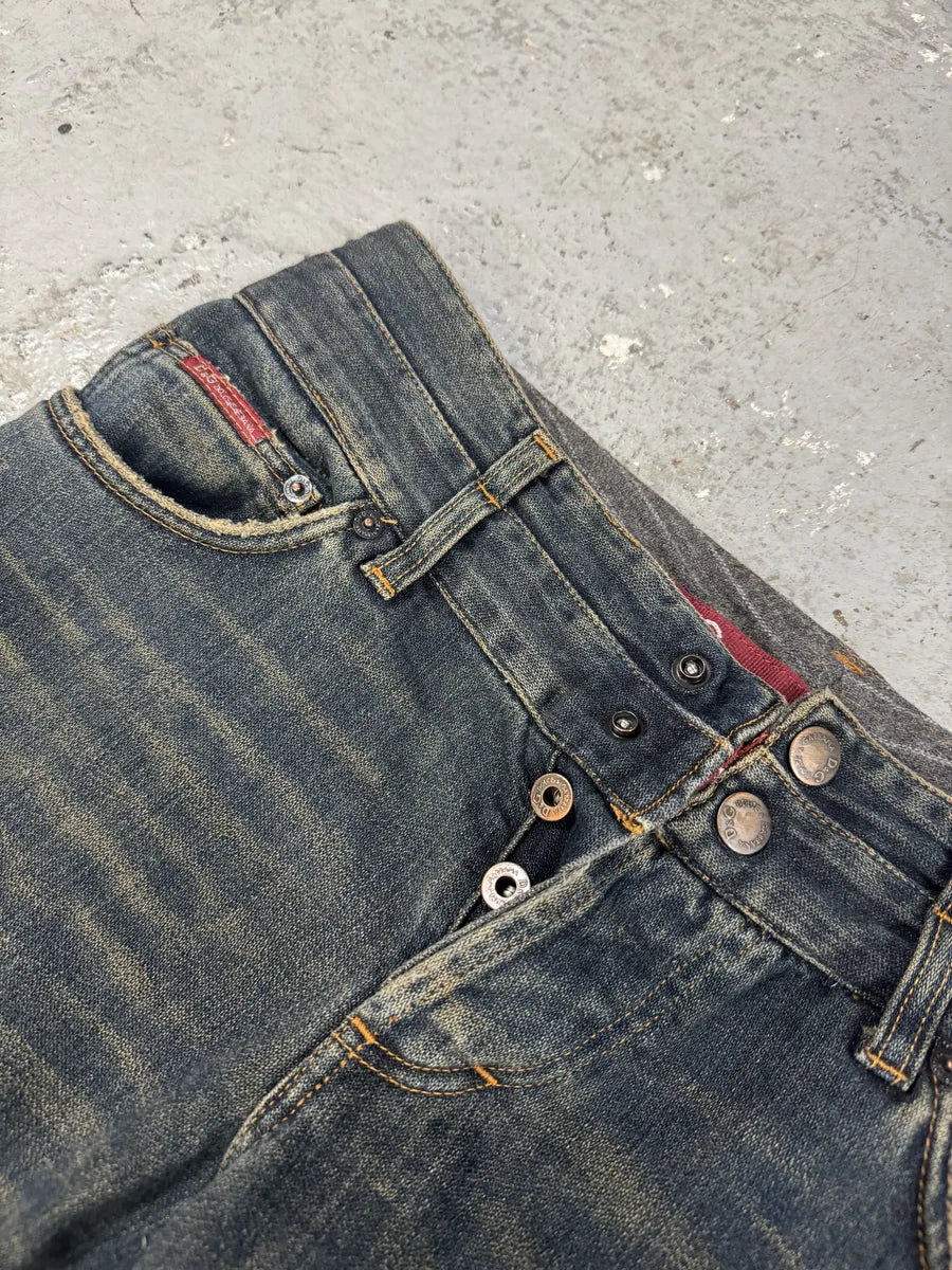 AW2003 Dolce & Gabbana Double Waisted Faded Denim Jeans (M) 7