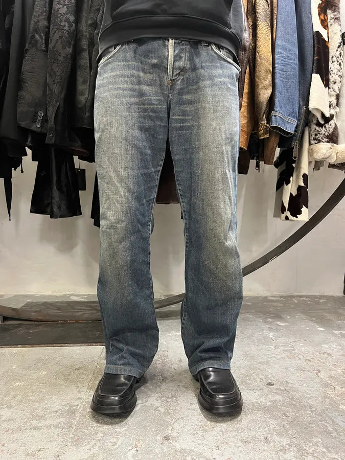 AW2003 Dolce & Gabbana Double Waisted Faded Denim Jeans (M/L) 1